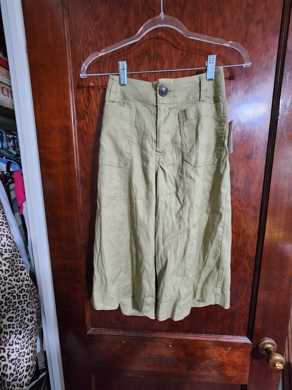 Anthropologie Maeve The Colette Longline Linen Blend Shorts Green Size 26 NWT
